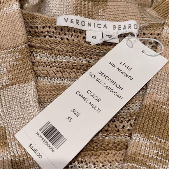 NWT VERONICA BEARD Goliad Cropped Cardigan Camel Multi XS Cotton - Picture 12 of 15